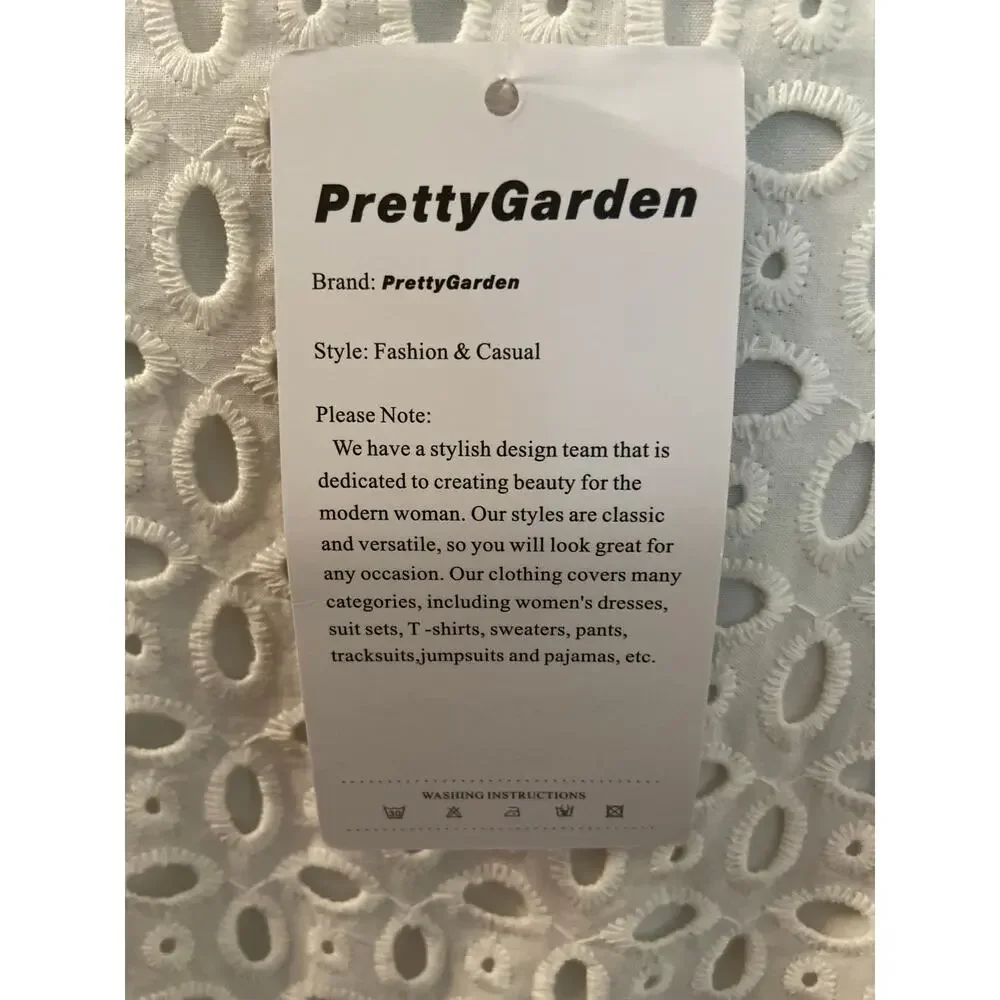 Pretty Garden white eyelet lace fully lined tiered maxi dress W - Picture 6 of 13